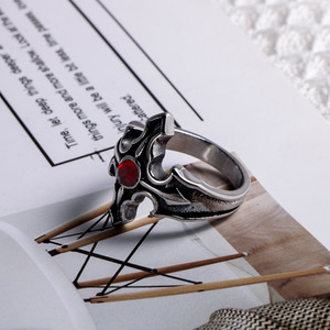 Cross <b>Ring</b> <b>Titanium</b> Steel Red Stone Unisex Fashion Jewelry Gift SA648 - Product Image 4