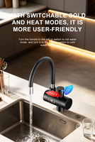 Chauffe-eau électrique instantané 3300W 220V-240V noir, design et finition haut de gamme, avec entrée d'eau par le bas, tuyau de 1/2 pouce