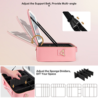 Tas Kosmetik Perjalanan Portabel Besar Tahan Air Mewah dengan Cermin LED dan Kotak Makeup Kustom