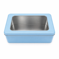 Boîte en métal rectangulaire personnalisée avec fenêtre pour biscuits, chocolats, couvercle transparent, conteneur alimentaire de qualité alimentaire