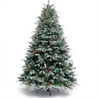 Sapin de Noël avec support métallique, décorations en cône de pin et aiguilles, PET PVC