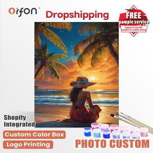 Kit de peinture par numéros ORFON Dropshipping Coconut Grove Beach Sunset Girl - Coucher de soleil sur la plage et art de la fille pour la décoration de la maison, bricolage - Product Image 1