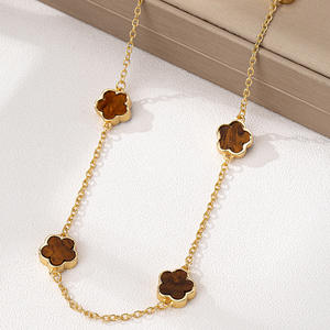 قلادة البرسيم ذو الخمس أوراق للنساء، مجوهرات فاخرة عالية الجودة لا تبهت، إكسسوار حظ سعيد، قلادة رقيقة للسترات - Product Image 2