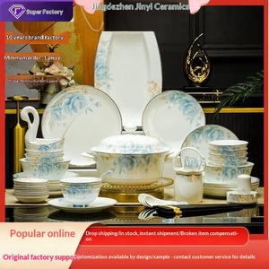 Service de vaisselle en porcelaine fine de Jingdezhen pour la maison, ensemble nordique de bols de bienvenue, vente en gros - Product Image 1