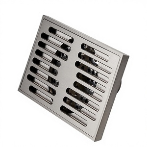 Siphon de sol carré en laiton robuste, moderne, écologique et anticorrosion, 100 mm (4 pouces), à haut débit, pour baignoire et salle de bain - Product Image 3