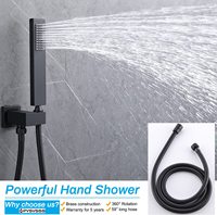 Système de douche thermostatique pour hôtel 20x40 pouces avec LED, jets de pluie et de massage, design moderne, encastré au plafond, en laiton noir, ensemble de robinetterie monocommande