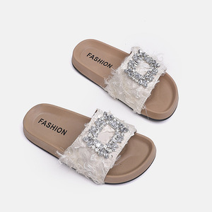 Ciabatte estive per bambine, nuove con strass, scarpe da principessa per bambini, ciabatte a fascia singola con suola spessa, scarpe da spiaggia per bambine. - Product Image 5
