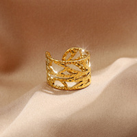 Anneaux ouverts en acier inoxydable à design géométrique Gaovo pour femmes, plaqués or 18 carats, revêtement PVD, résistants à l'eau, résistants à la décoloration, minimalistes
