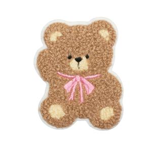 クマタオル カスタム刺繍ファブリックパッチ かわいいシェニール漫画テディベア スカーフ・セーター・帽子用アイロン接着パッチ - Product Image 2