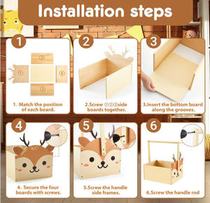 Panier Cadeau Bébé en Bois à Assemblage Facile, Motif Cerf Mignon, Idéal pour la Crèche et la Chambre, Cadeau de Naissance Personnalisé, Vente Chaude - Product Image 3