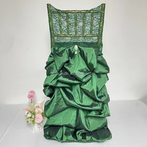 Màu Xanh Lá Cây Taffeta Ren Ghế Bìa Đám Cưới Tiệc Xù Ghế Bìa Customized Trắng Wedding Chair Covers