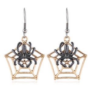Boucles d'oreilles pendantes pour <span class=keywords><strong>femme</strong></span>, style gothique punk esthétique Halloween, plaqué or et noir, avec breloque fantôme durable en alliage de zinc - Product Image 4