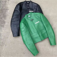 Veste de motard courte en cuir PU pour homme, style streetwear, avec broderie personnalisée du logo et impression, veste de course