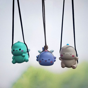 Dessin animé créatif mignon <span class=keywords><strong>petit</strong></span> <span class=keywords><strong>dinosaure</strong></span> voiture pendentif lanière balançoire figurines voiture pendentif accessoires pour voiture rétroviseur - Product Image 1
