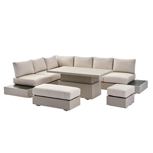 Large L Shaped Modular <strong>Garden</strong> Patio Dining Sofa Set with <strong>Rising</strong> <strong>Table</strong> Aluminum Outdoor Sofa <strong>Furniture</strong> - Product Image 6