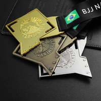 Médailles de prix du tournoi des nations Médailles en alliage de zinc en métal 3D Logo personnalisé Médailles de jiu-jitsu brésilien en laiton double face or argent