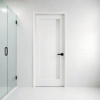 Porte de salle de bain en verre dépoli 1 Lite, porte intérieure en bois HDF, porte de cuisine en bois apprêté blanc, porte insonorisée en MDF à âme pleine