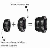 Kit d'objectifs 3-en-1 grand angle, macro et fisheye étanche avec clip 0.67x pour iPhone et téléphones mobiles Samsung