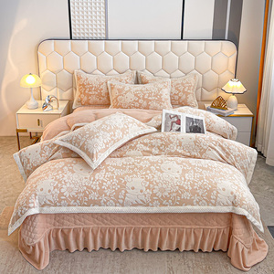 <span class=keywords><strong>Set</strong></span> di Biancheria da Letto in Quattro Pezzi Stile Coreano 2026, Trapuntato in Velluto Goffrato, Morbido e Caldo Piumino Invernale - Product Image 1