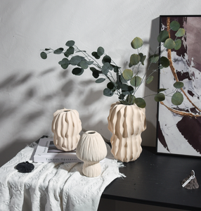 แจกันเซรามิกสไตล์ Wabi-Sabi ตกแต่งอย่างนิ่มสไตล์ครีมเครื่องประดับบ้านโมเดลดอกไม้แห้งจัดดอกไม้ตกแต่งบ้าน - Product Image 2