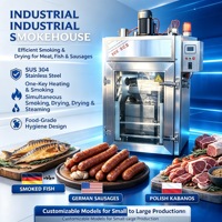 Four à fumage industriel automatique en acier inoxydable SUS304, machine de fumage, séchage et cuisson à la vapeur pour viande, saucisses, poisson