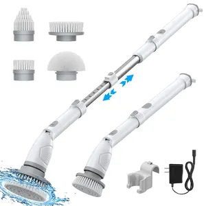 Buy Wholesale China Electric Brush Shower Cleaner Scrubber Cordless  Adjustable Handle Spin Scrubber Bathroom Tile & Brush at USD 13.45