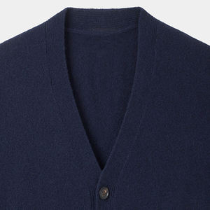 <span class=keywords><strong>Cardigan</strong></span> Lavorato a Maglia per <span class=keywords><strong>Uomo</strong></span>, <span class=keywords><strong>Blu</strong></span> Navy di Lusso, 7 Gauge, Spazzolato, Extra Fine, Motivo Tinta Unita, Prodotto in Guangdong - Product Image 4