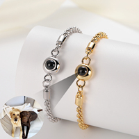 Vente en gros Bijouterie fine Cadeau personnalisé Cuivre Laiton Photo Projection Bracelet Femme Bijoux Bracelet