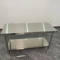 Table de travail en acier inoxydable à deux niveaux avec pare-éclaboussures 304 201, plan de travail de cuisine commerciale pour équipement de restauration