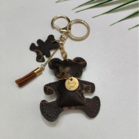 Gantungan Kunci Beruang Lucu Baru dari Kulit Imitasi dengan Rumbai, Gantungan Kunci Mini, Aksesoris Tas