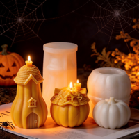 Moule en silicone 3D maison citrouille de qualité alimentaire, idéal pour la fabrication artisanale de bougies et de plâtres DIY pour Halloween et l'aromathérapie - Vente chaude