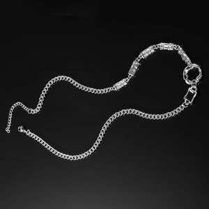 Irregular Design Blackstone Titanium Steel <b>Ring</b> Splicing <b>Necklace</b> Tanjing - Product Image 5