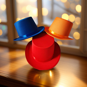 Sombrero <span class=keywords><strong>de</strong></span> Copa Colorido Clásico <span class=keywords><strong>de</strong></span> Satén y Fieltro para Magos, Ideal para Circo, Espectáculos, Carnaval y Disfraces - Product Image 1