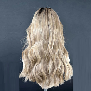 Perruque frontale 360 la plus populaire, cheveux russes ondulés, ombré brun doré clair, 20 pouces, densité 150%, dentelle transparente, pré-épilée - Product Image 4
