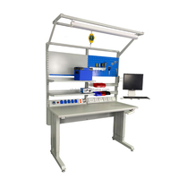 Mesa de Trabajo ESD Modular Ajustable con Manivela, Estructura de Acero Laminado en Frío, Segura Contra Electricidad Estática, Personalizable para Almacén