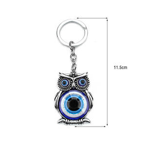 Porte-clés hibou en métal avec breloque de Style Vintage bleu porte-bonheur turc mauvais œil pour clés - Product Image 2