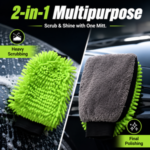 Gant de lavage de voiture professionnel 2-en-1 en microfibre chenille <span class=keywords><strong>double</strong></span> face, 100g, ultra-absorbant et anti-rayures - Product Image 3