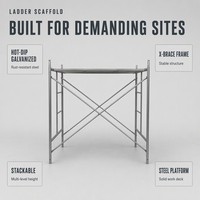 Échafaudage à cadre en échelle avec plateforme en acier à croisillons en X, tour d'échafaudage empilable pour accès, pour la construction intérieure et extérieure