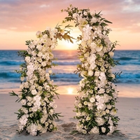 Arche de fleurs artificielles en soie blanche personnalisée, arrangement floral artificiel durable avec roses blanches et anthuriums pour mariage