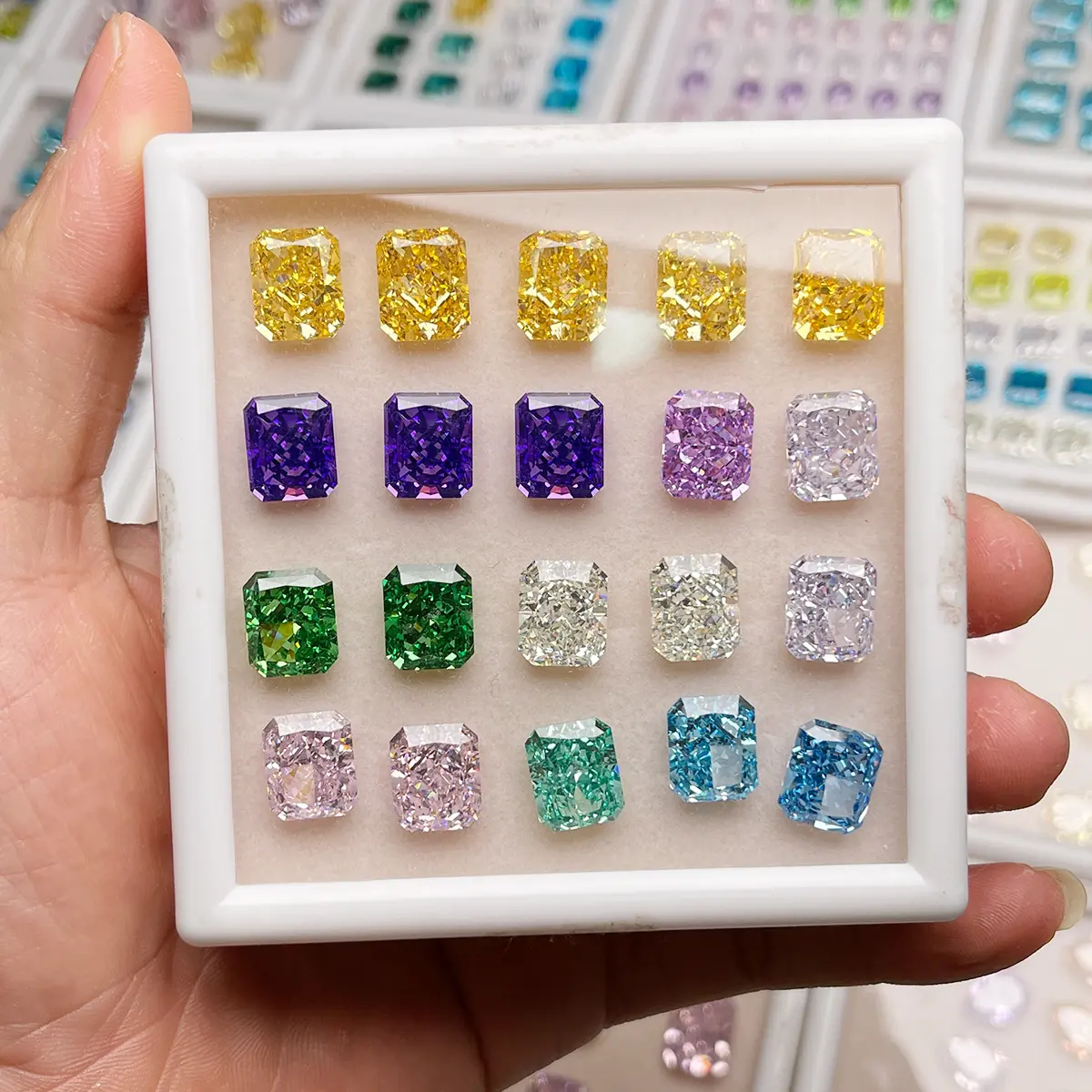 Kích thước đầy đủ tổng hợp CZ đá quý 5A + Zircon 4k nghiền nát Ice rạng rỡ bát giác cắt rời Cubic Zirconia