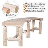 Banc de porche extérieur en bois massif courbé sans dos, style rustique, bois de cèdre/sapin, banc de foyer pour patio, jardin, arrière-cour