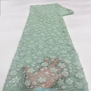 <strong>Heavy</strong> Industry Bead Tube Sequin Embroidery Mesh <strong>Lace</strong> <strong>Fabric</strong> Wedding Dress High-end Clothing <strong>Fabric</strong> Beads <strong>Lace</strong> - Product Image 2