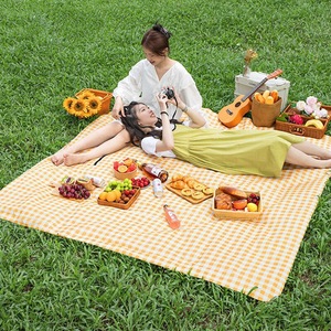 Custom Color Design <b>Yellow</b> Checkered Picnic Mat Foldable Oxford Material Outdoor <b>Blanket</b> for Park Picnic - Product Image 6