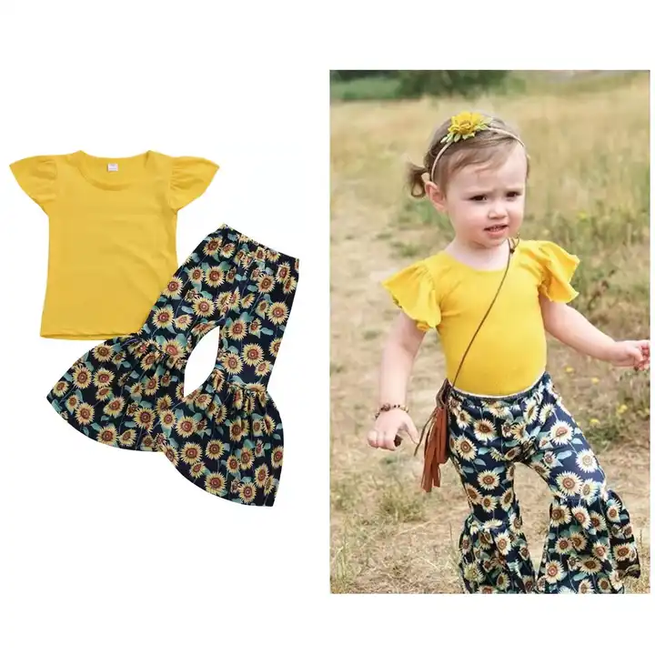 Toddler Baby Girls Pants Outfits Summer T-shirt Tops Trousers