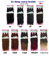 Extensions de Cheveux Synthétiques Kanekalon Tressées au Crochet Vague Profonde 3X 22 Pouces Longues Bouclées Personnalisées En Gros pour Femmes