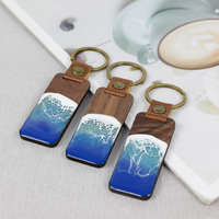 Porte-clés en bois Seawave, forme personnalisée, supports vierges pour sublimation, porte-clés pour branding d'entreprise