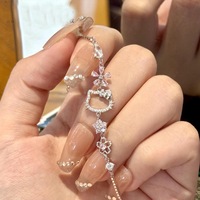 Charmant pendentif chat de dessin animé en zircon électroplaqué pour femme, bijou fait main de luxe léger et de haute qualité