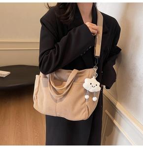 Sac à main grande capacité pour femme, sac à bandoulière en velours côtelé pour femme, sac bandoulière multifonctionnel pour femme - Product Image 4