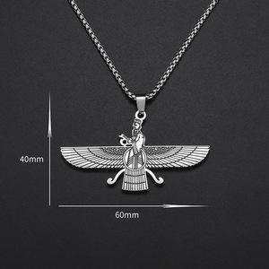 MoyaMiya Farvahar aile Ahura Mazda zoroastrien persan Iran symboles bijoux en acier inoxydable hommes - Product Image 2