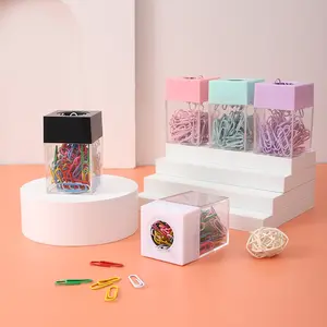 2022 귀여운 마카롱 다채로운 종이 클립 세트 사무실 학교 학생 종이 클립 자기 상자 문구 용품 포장 28mm